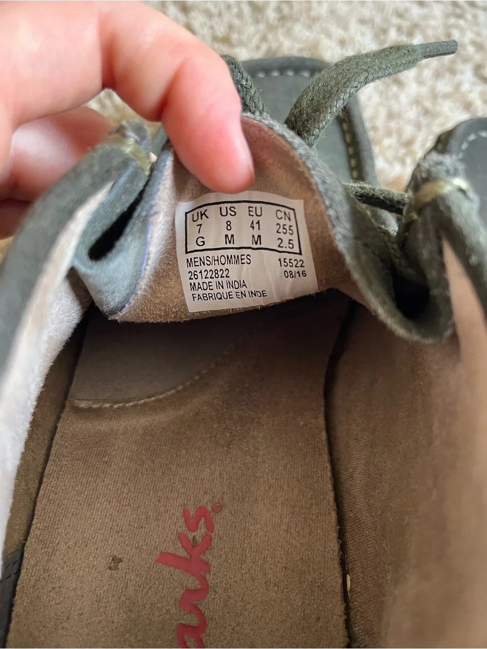 Clarks olive suede